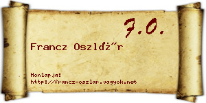 Francz Oszlár névjegykártya